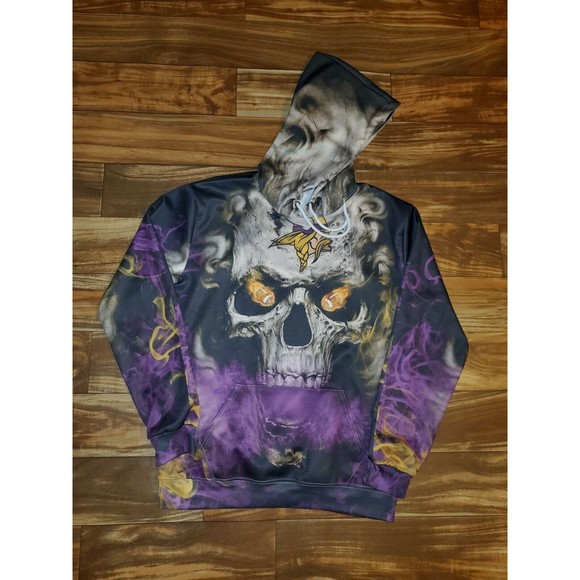 Unbranded Other - Minnesota Vikings All Over Print Sweatshirt Hoodie Double Sided Skull Size L/XL